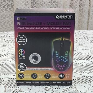 Sentry RGB Lighting Wired Color Changing Mouse 6 Button and Mouse Pad Gaming Set